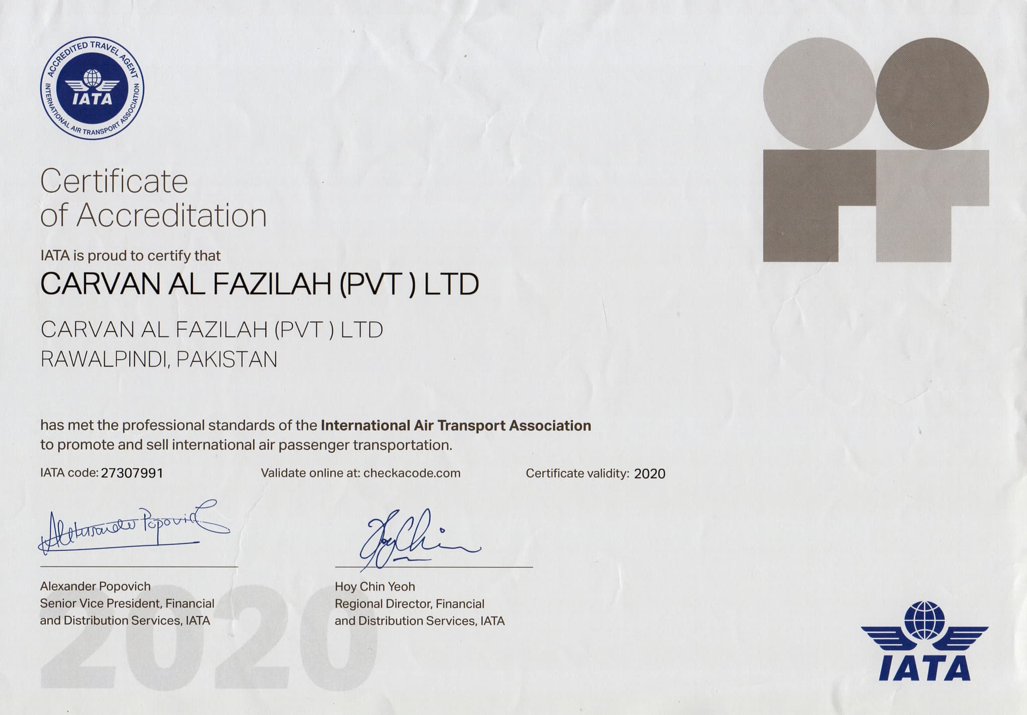 Certificate 2020