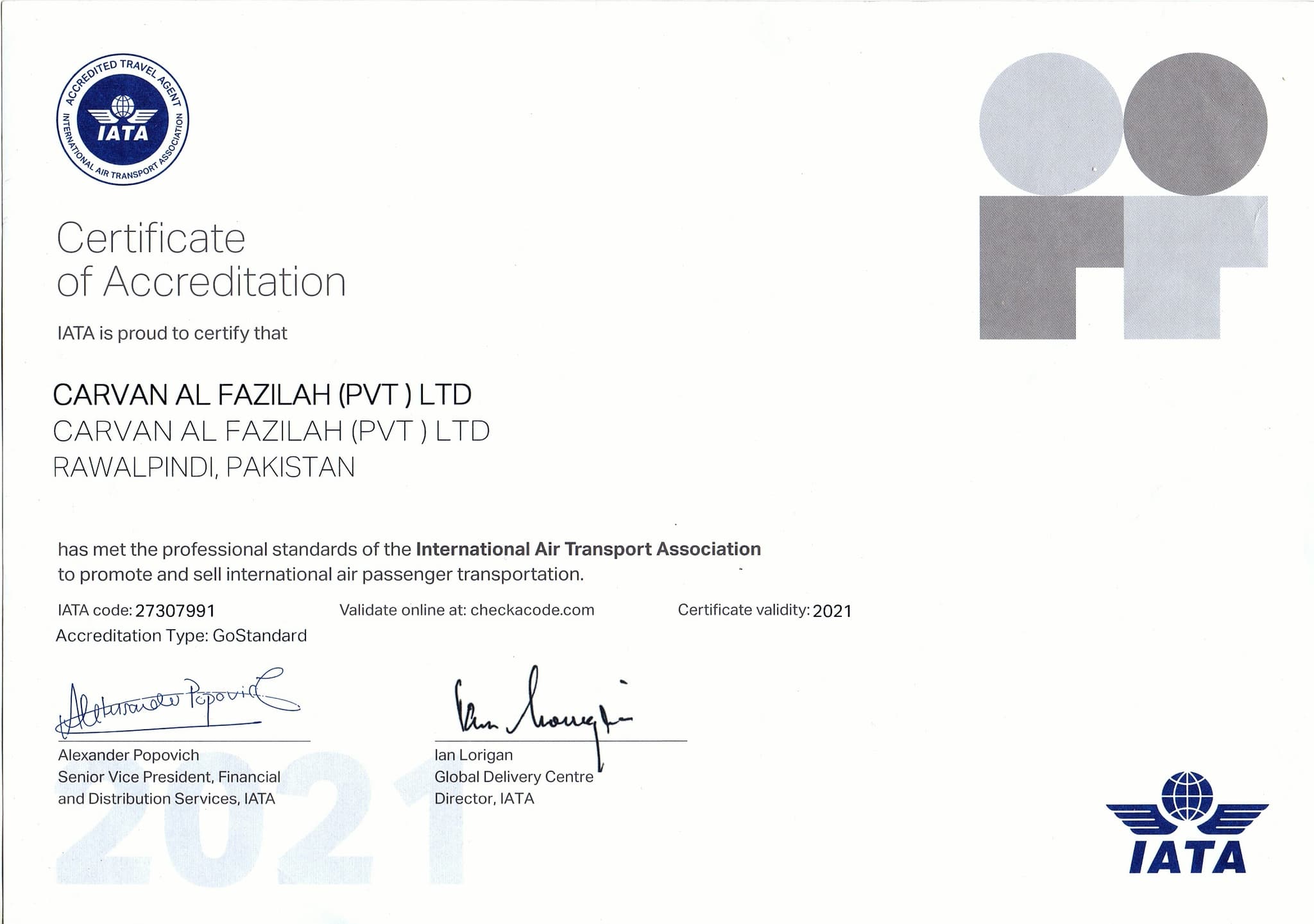 Certificate 2021
